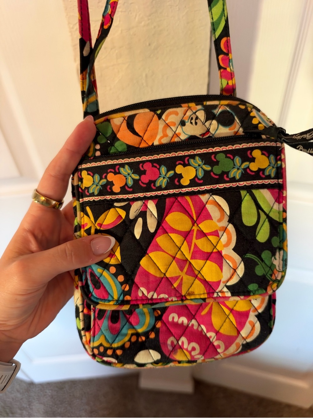 Vera Bradley Black Multi Floral Quilted Crossbody
